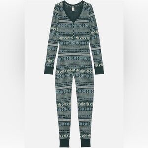 PINK Victoria's Secret Green and White Patterned Onesie